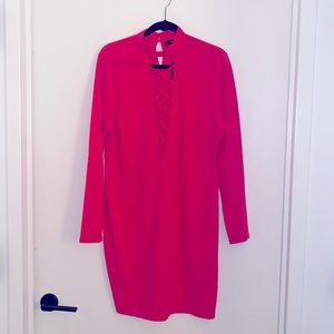 Forever 21 Plus Size Curve Pink Long Sleeve Bodycon Dress